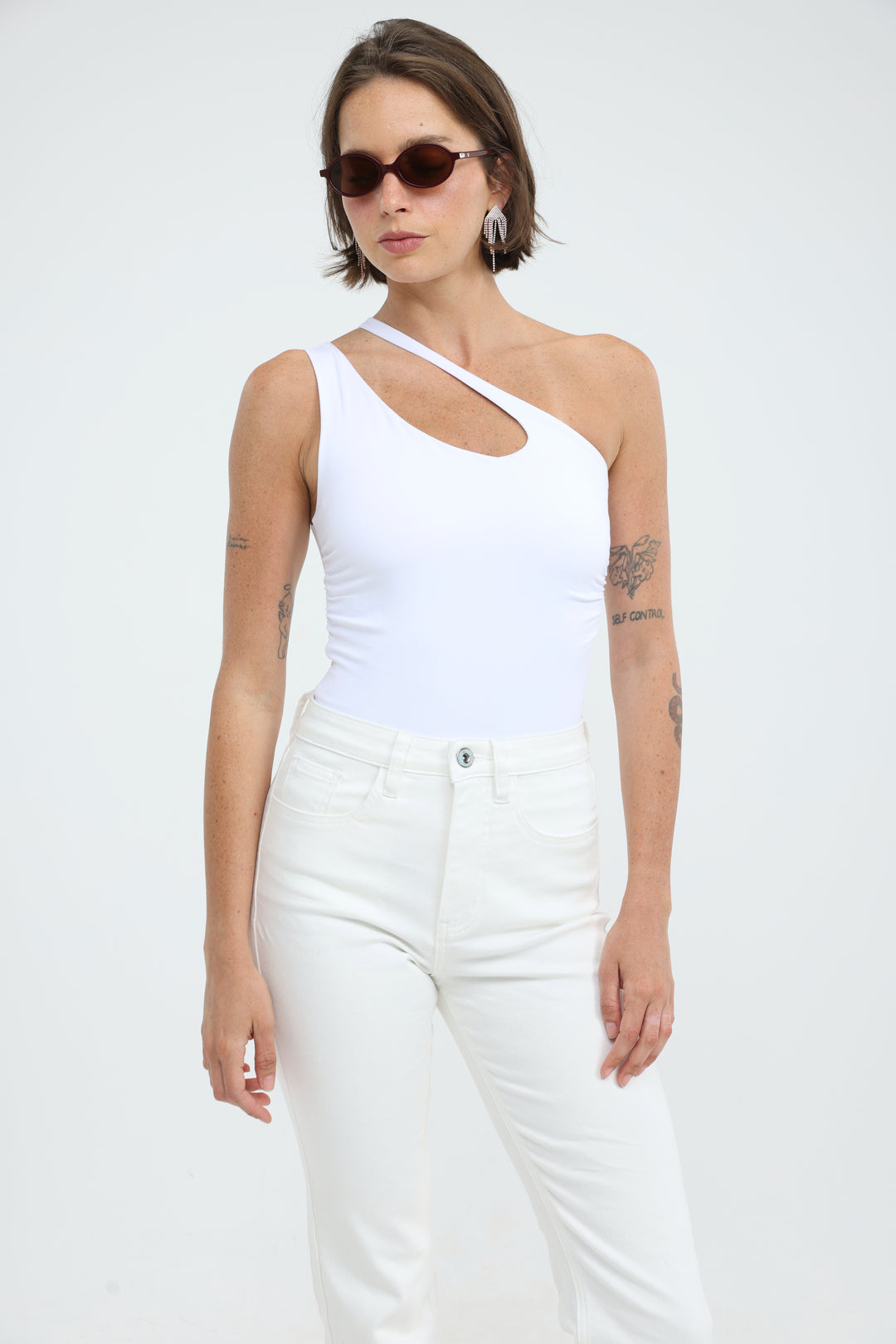 Foundation White One Shoulder Top