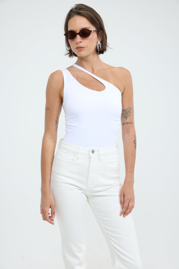 Foundation White One Shoulder Top
