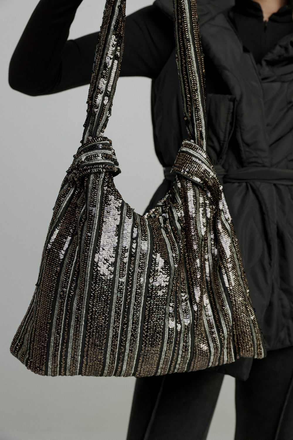 Sequin Black Tote Bag