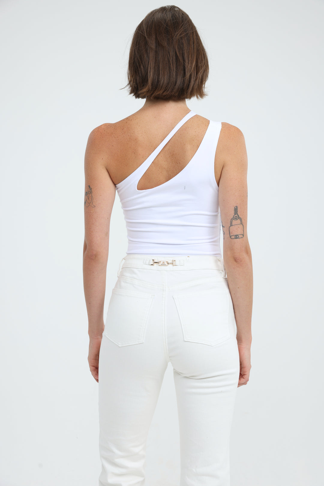Foundation White One Shoulder Top