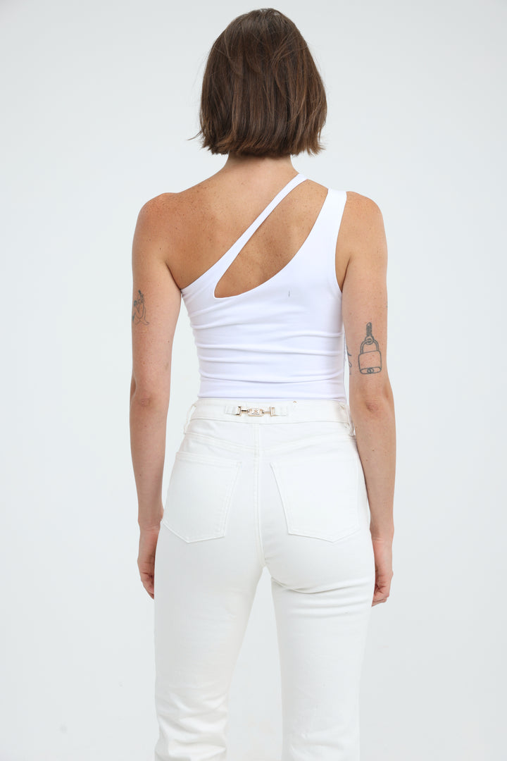 Foundation White One Shoulder Top