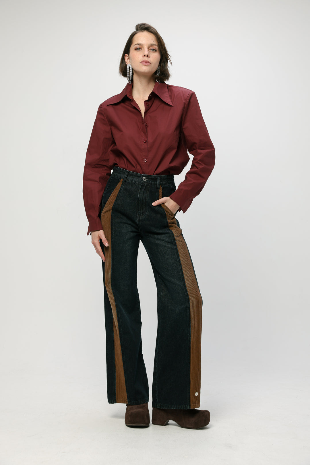Padded Wine Buttoned Shirt