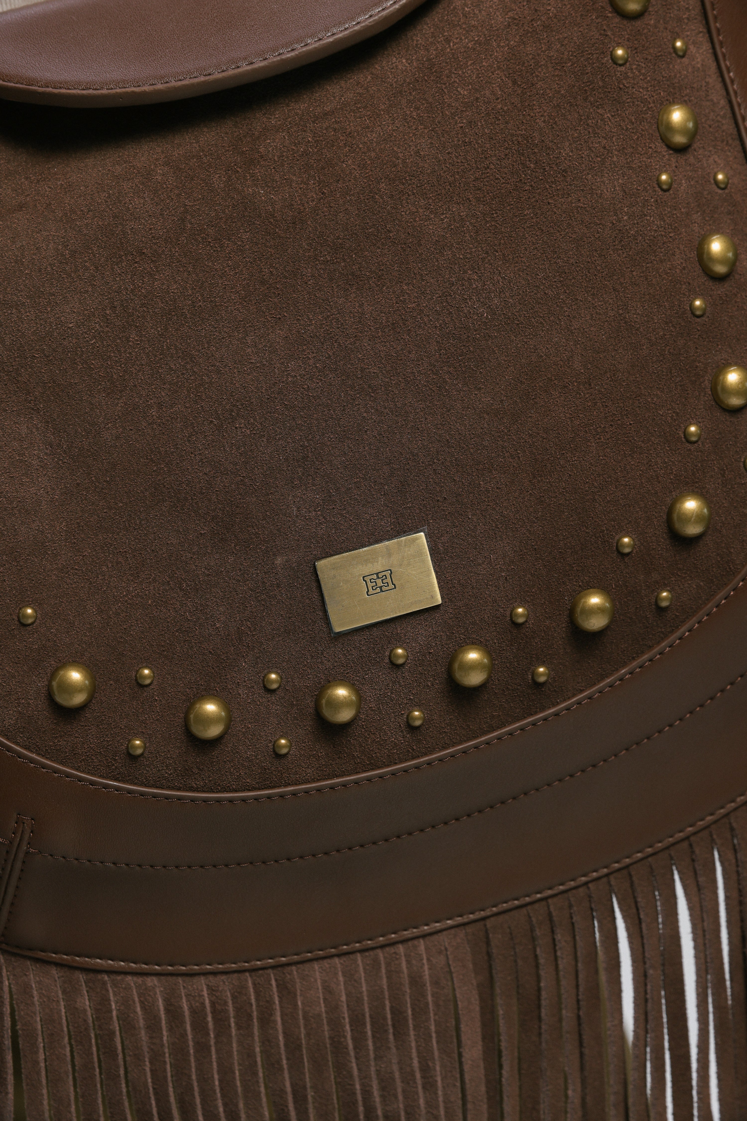 Fringe & Stud Brown Side Bag – SEESTARZ