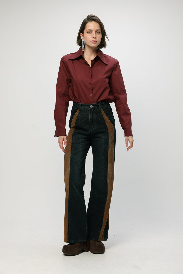 Padded Wine Buttoned Shirt