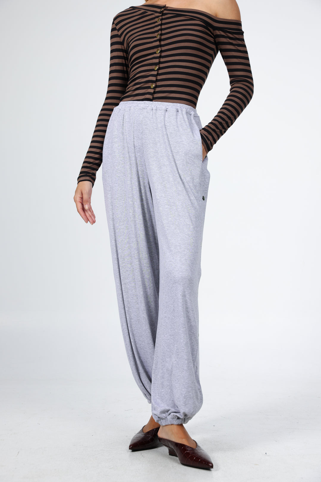 Swan Grey Snap Joggers