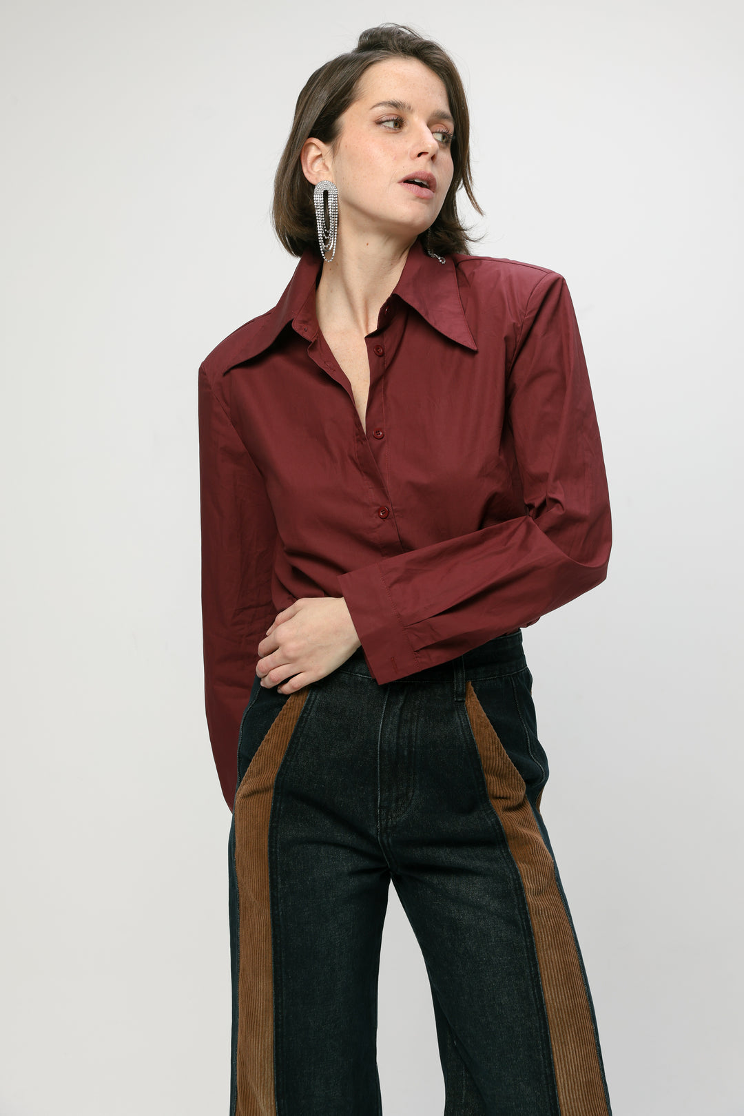 Padded Wine Buttoned Shirt
