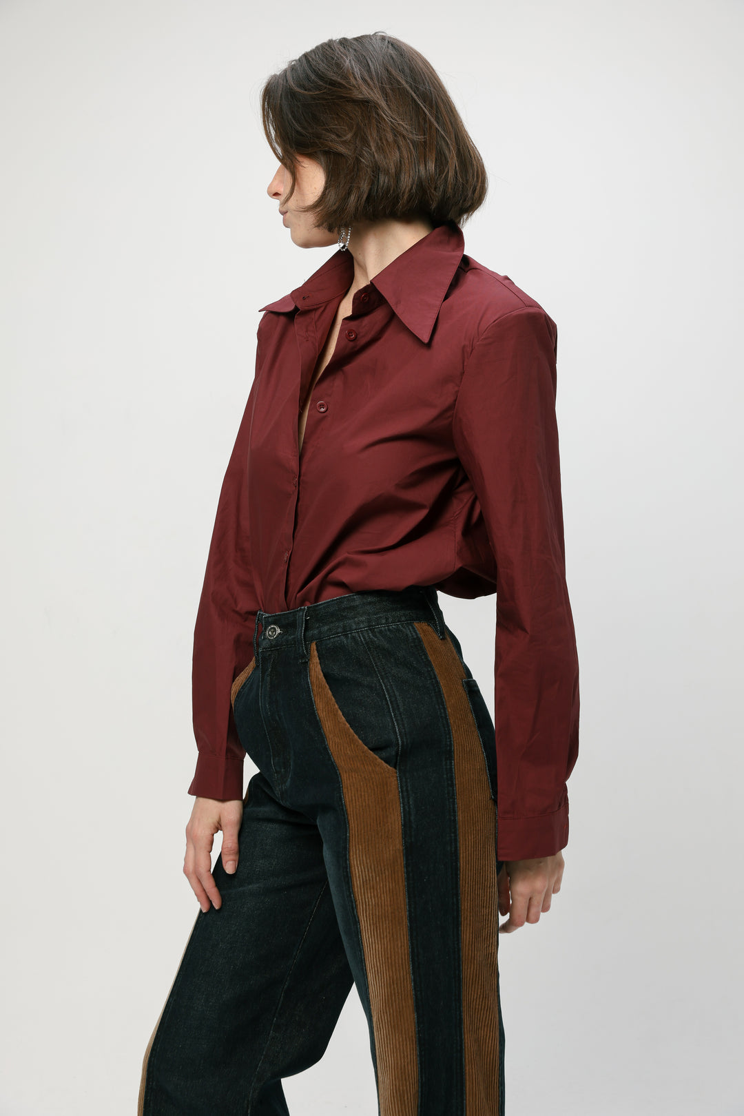 Padded Wine Buttoned Shirt