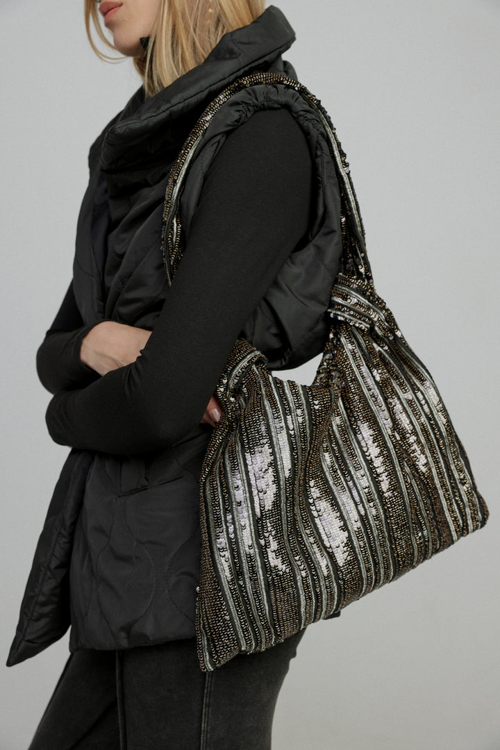 Sequin Black Tote Bag