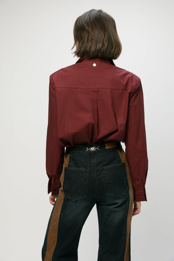 Padded Wine Buttoned Shirt
