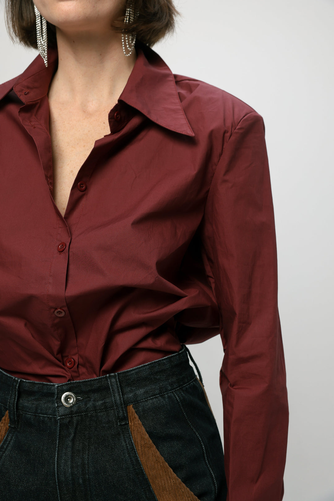 Padded Wine Buttoned Shirt