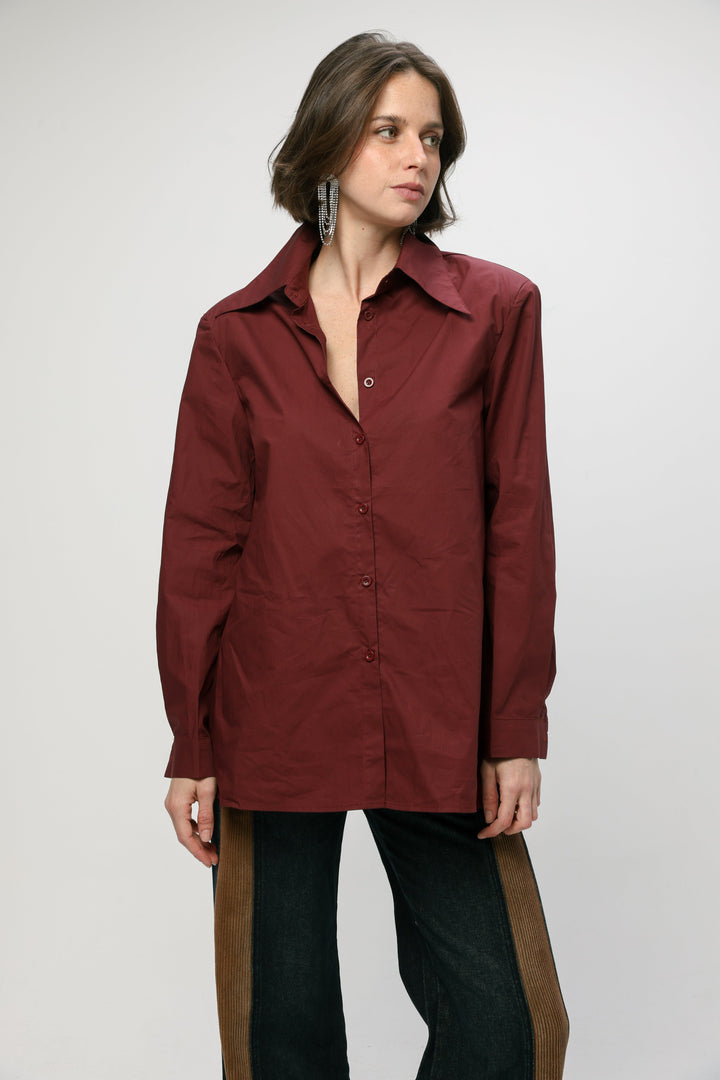 Padded Wine Buttoned Shirt