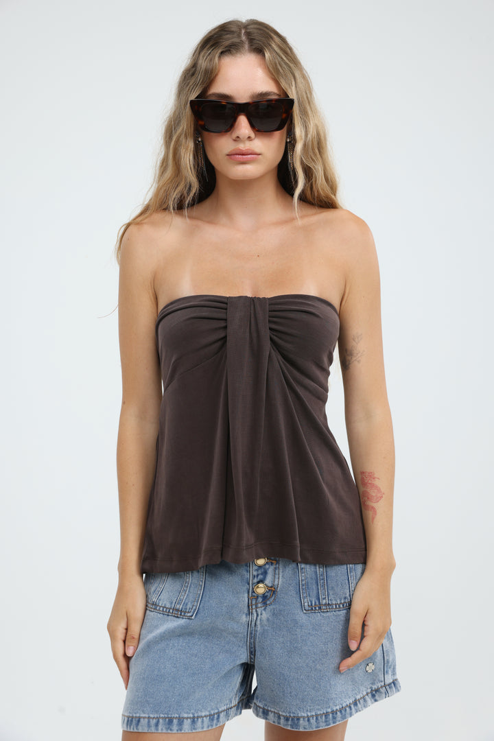 Union Brown Strapless Top