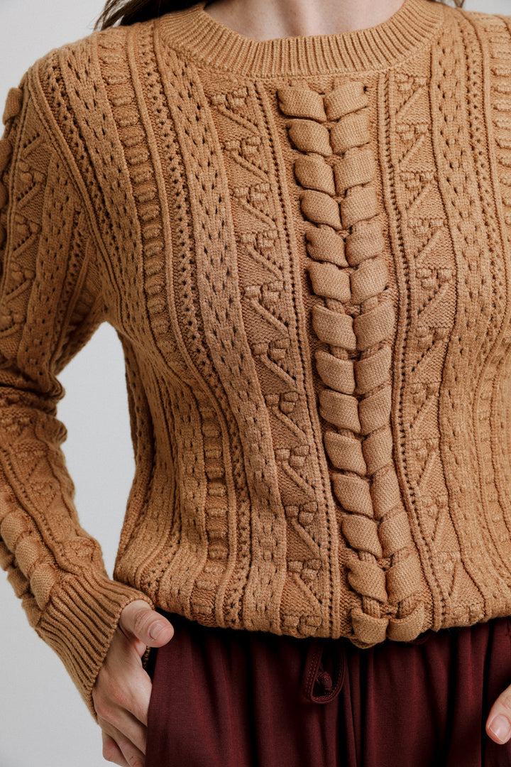 Knitted Braid Gold Sweater