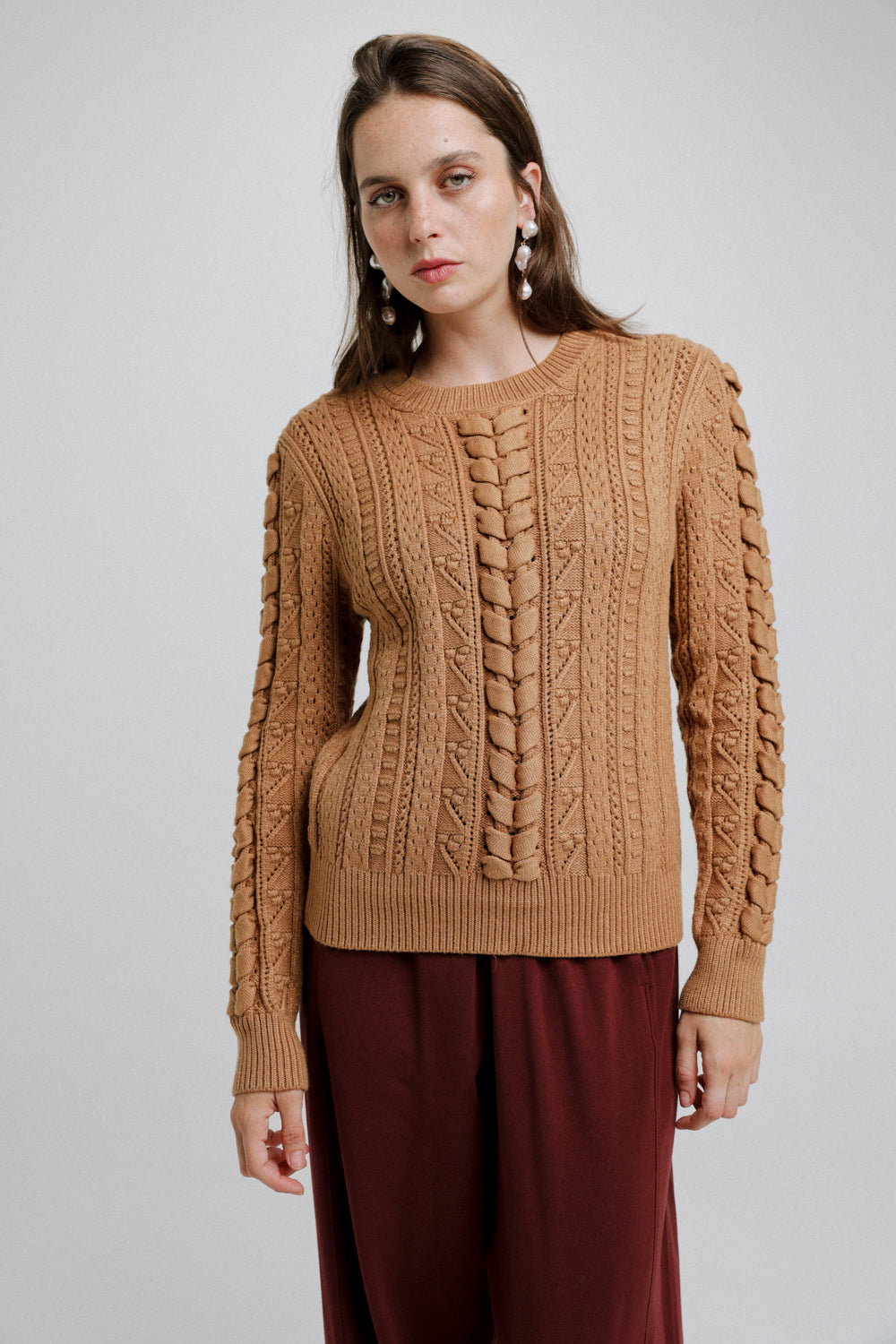 Knitted Braid Gold Sweater