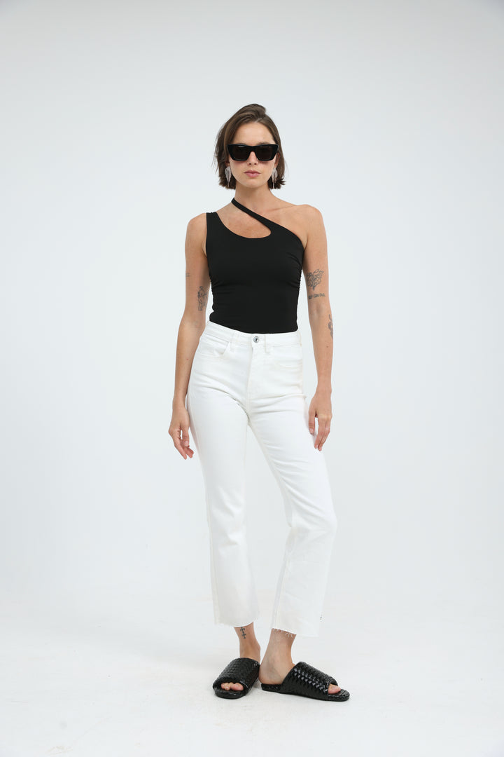 Foundation Black One Shoulder Top