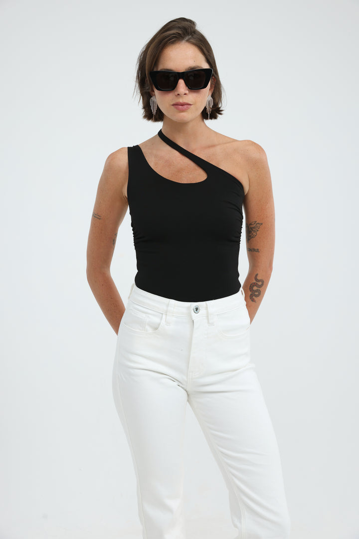 Foundation Black One Shoulder Top