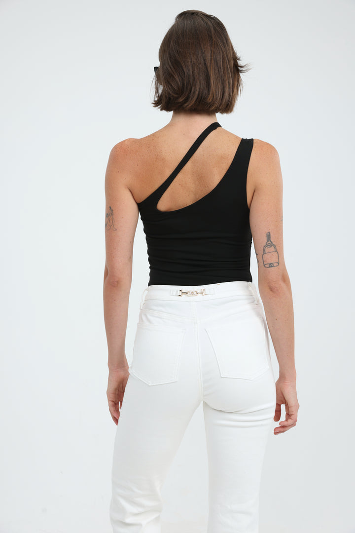 Foundation Black One Shoulder Top