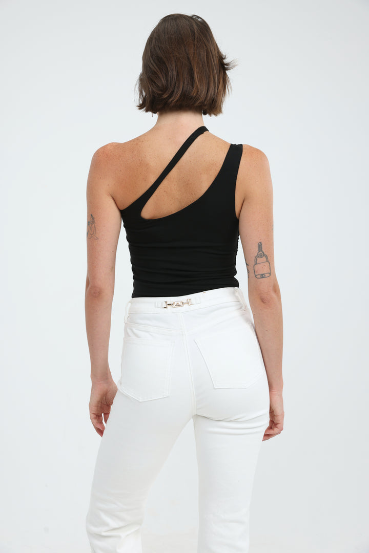 Foundation Black One Shoulder Top