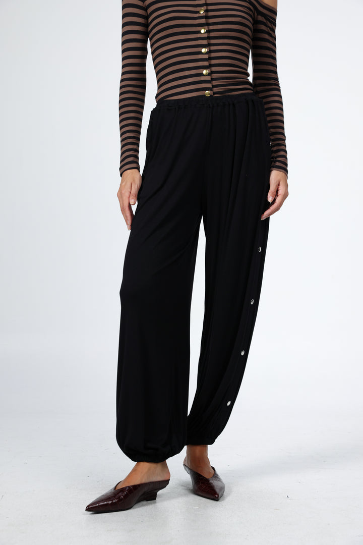 Swan Black Snap Joggers