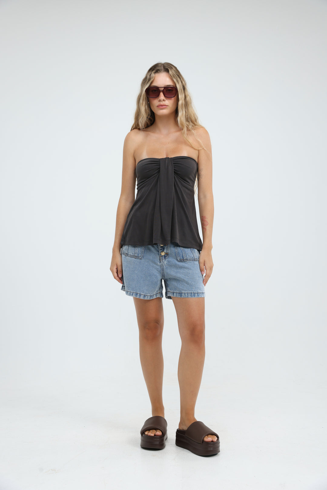 Union Grey Strapless Top