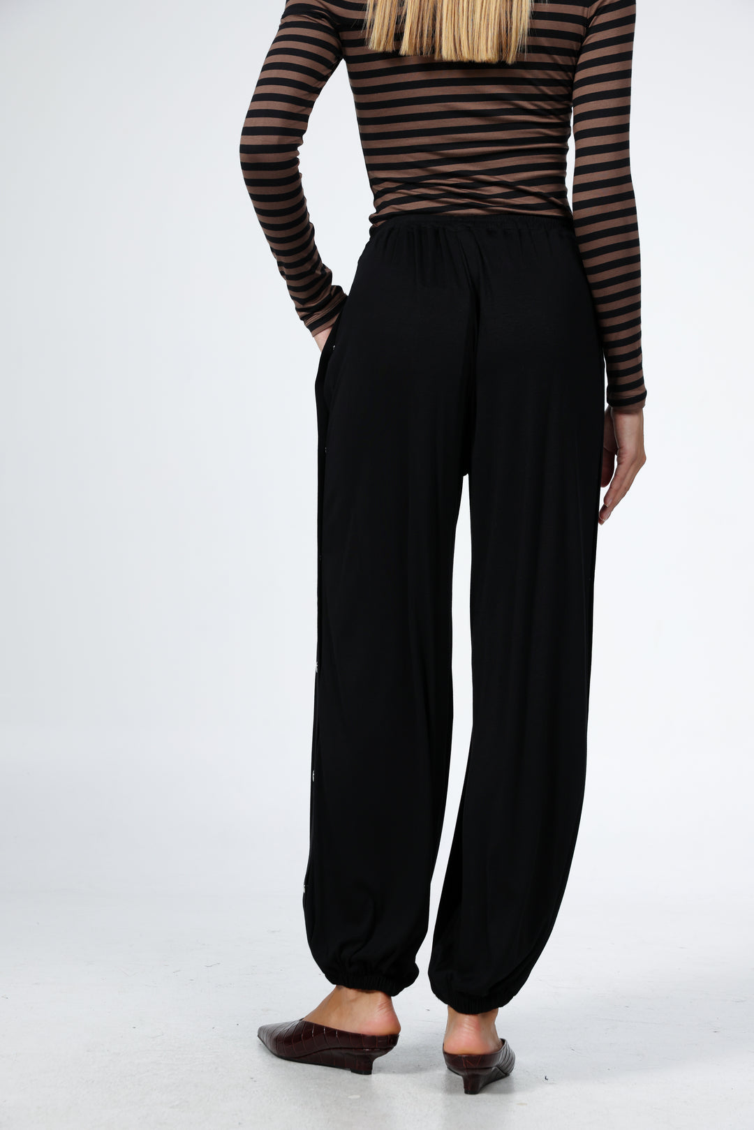 Swan Black Snap Joggers