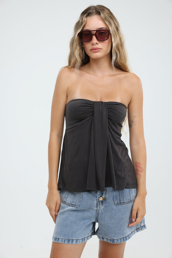 Union Grey Strapless Top