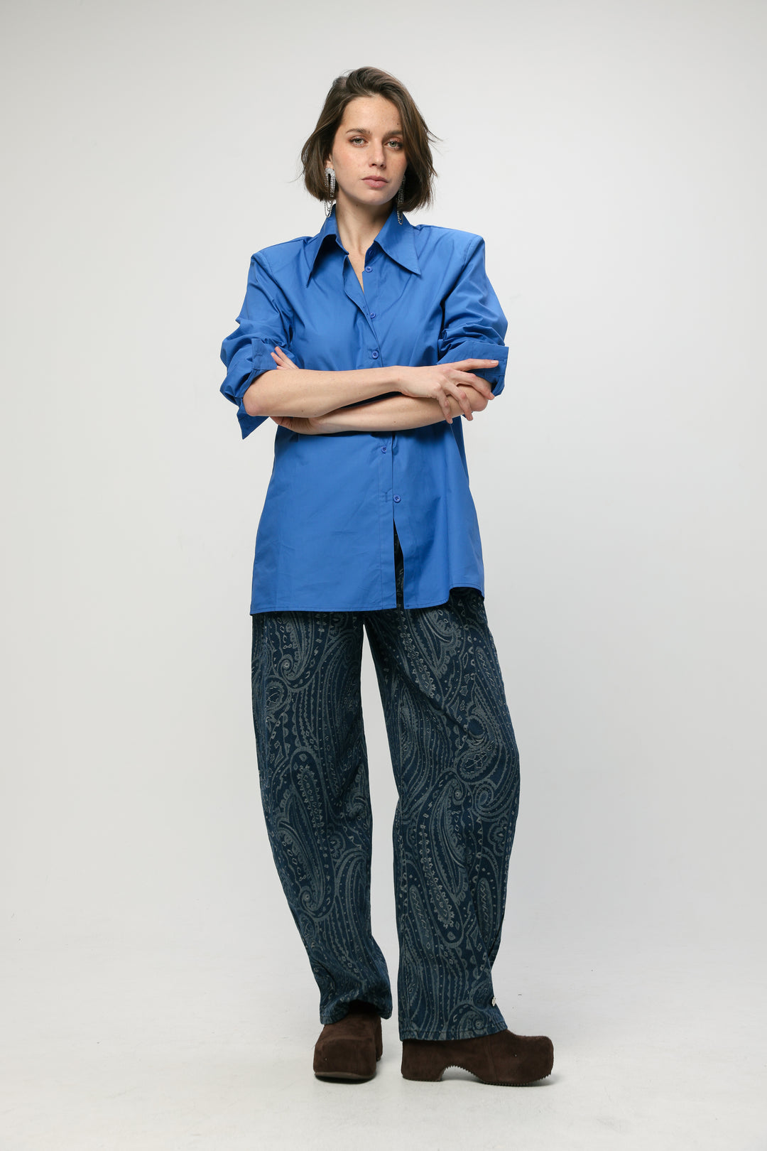 Padded Blue Buttoned Shirt