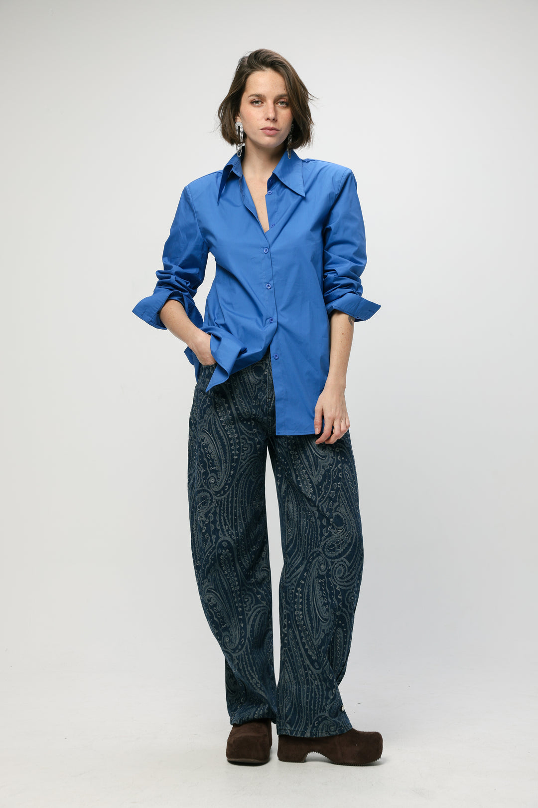 Padded Blue Buttoned Shirt