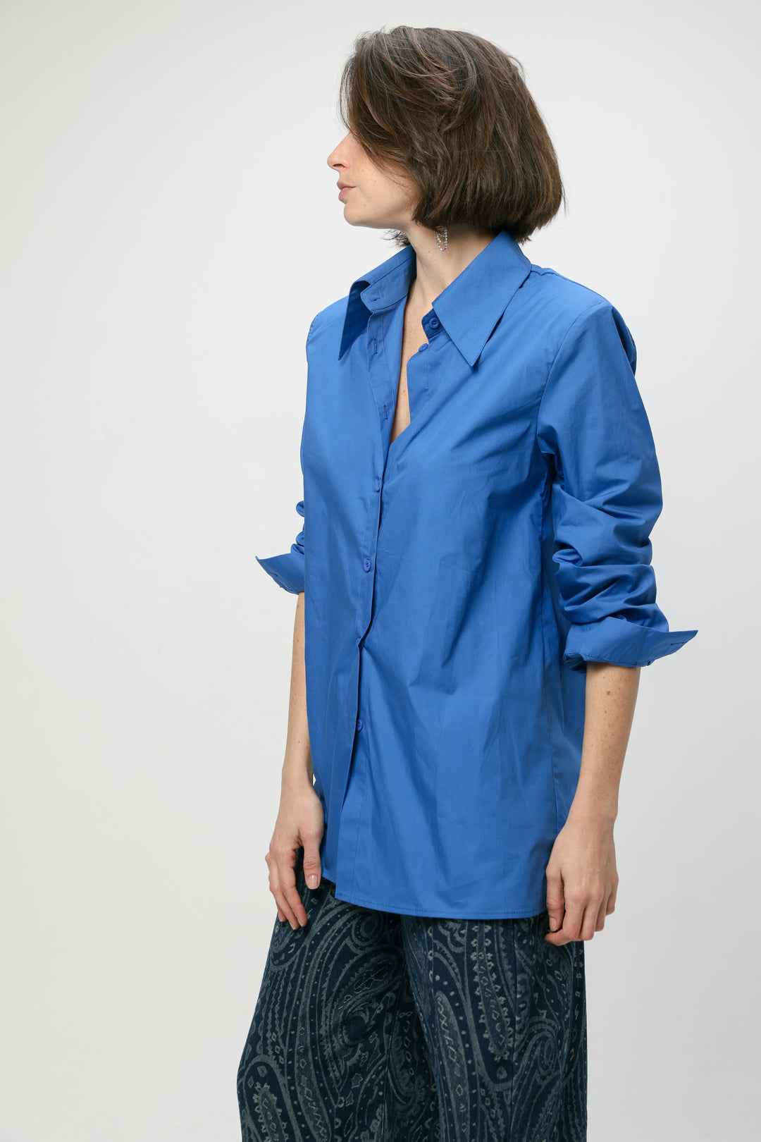 Padded Blue Buttoned Shirt