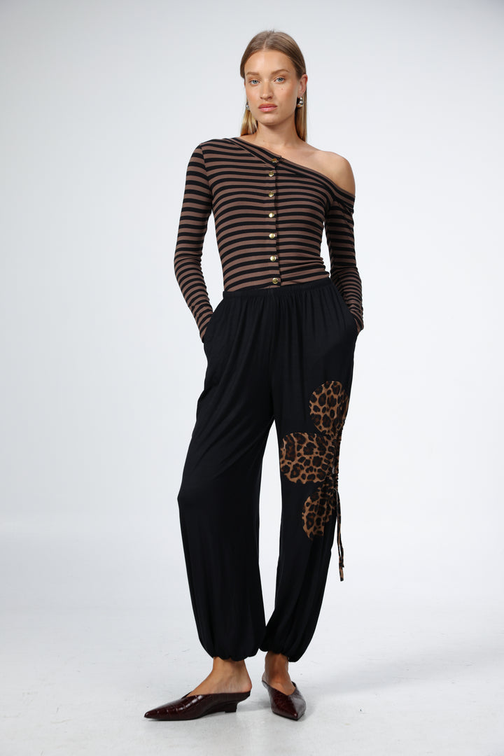 Winding Black/Leopard Joggers