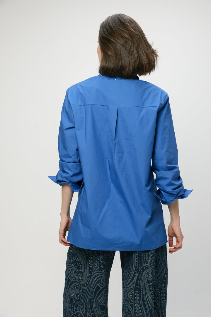 Padded Blue Buttoned Shirt