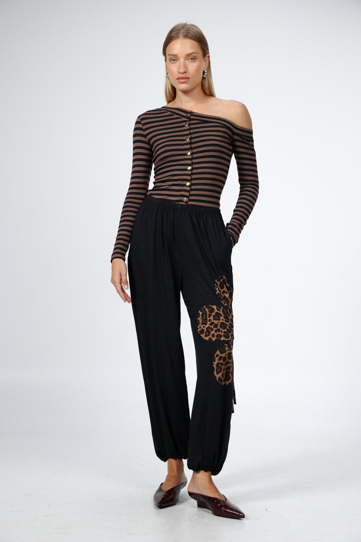 Winding Black/Leopard Joggers