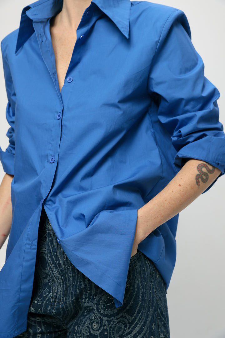 Padded Blue Buttoned Shirt