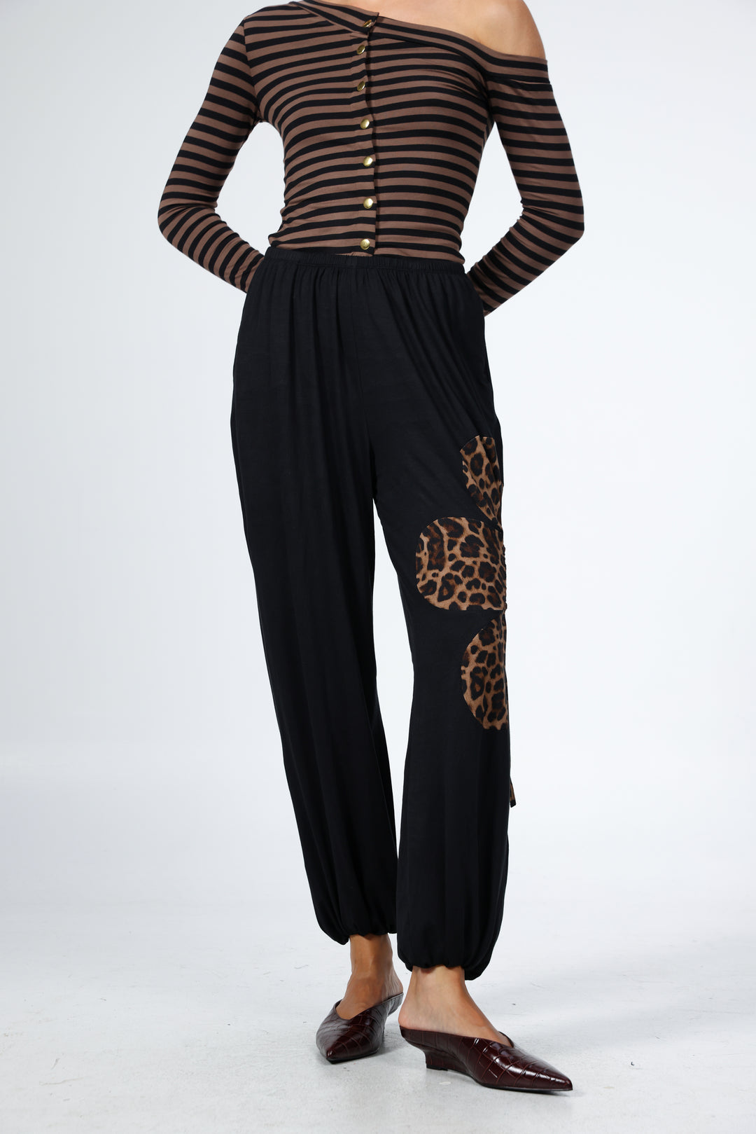 Winding Black/Leopard Joggers