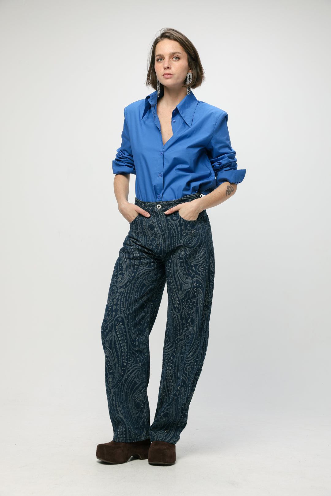 Padded Blue Buttoned Shirt