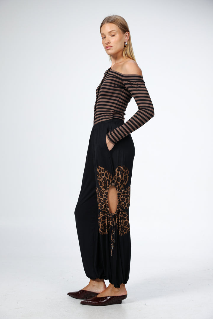 Winding Black/Leopard Joggers