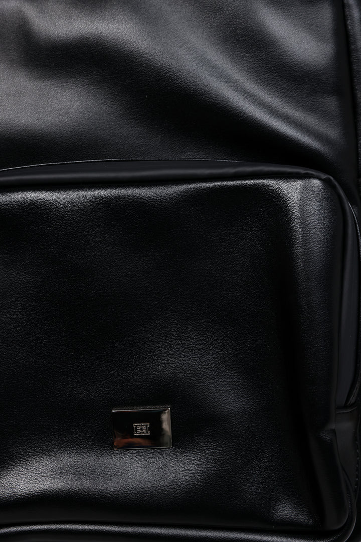 תיק עור שחור סיסטרז Black Leather Backpack