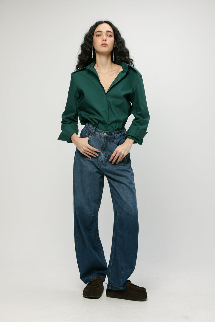 Padded Green Buttoned Shirt