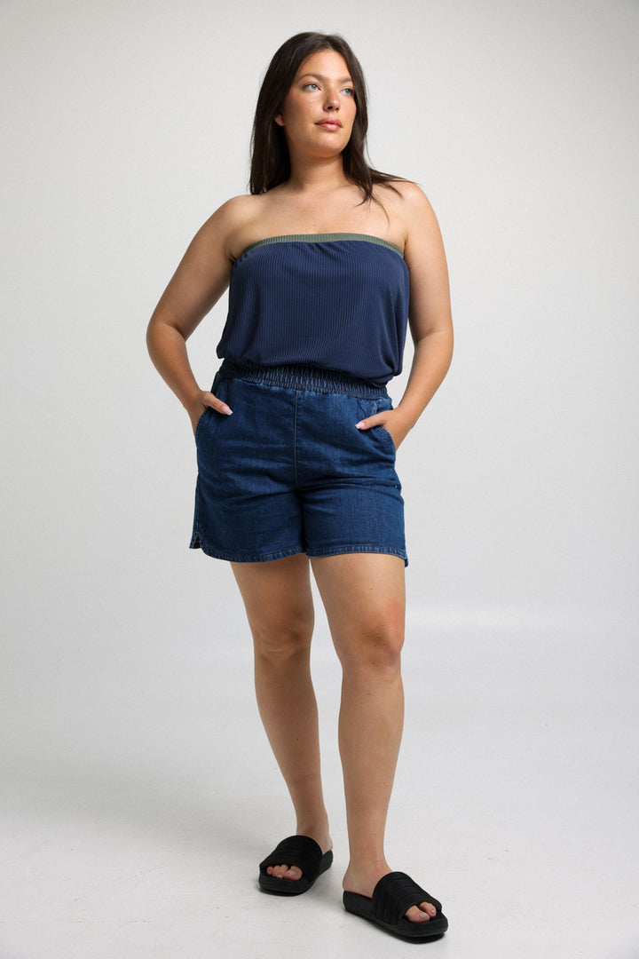 Mix Navy Strapless Top