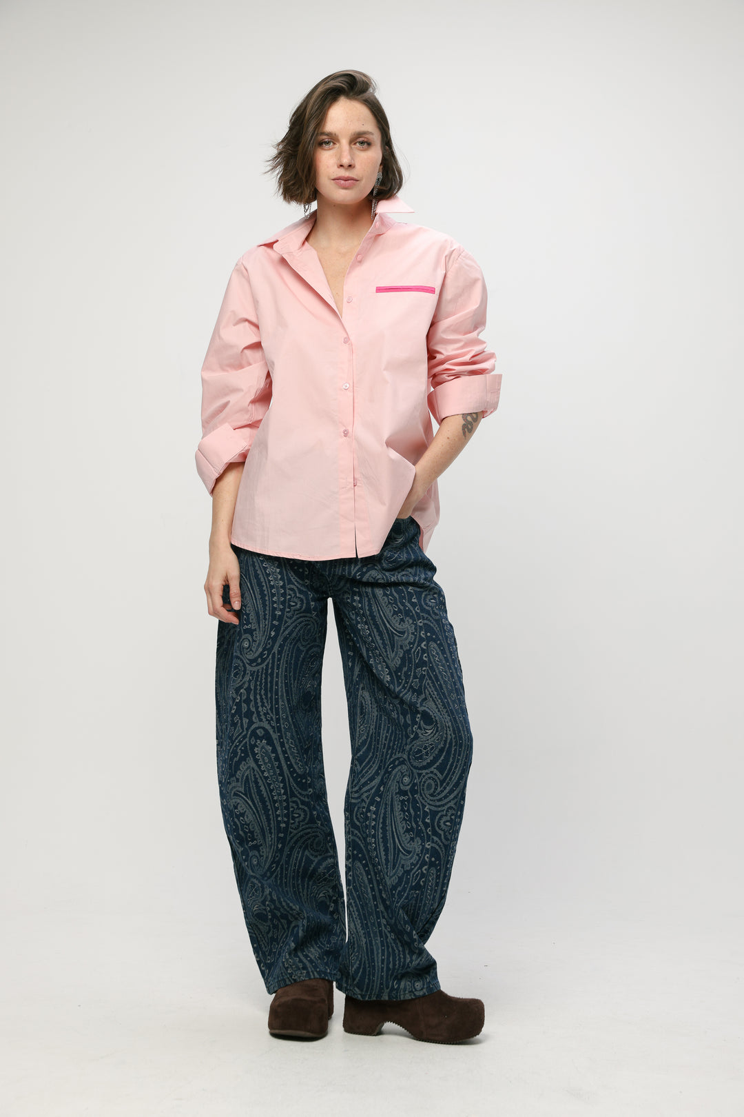 Accent Pocket Light Pink Buttoned Shirt