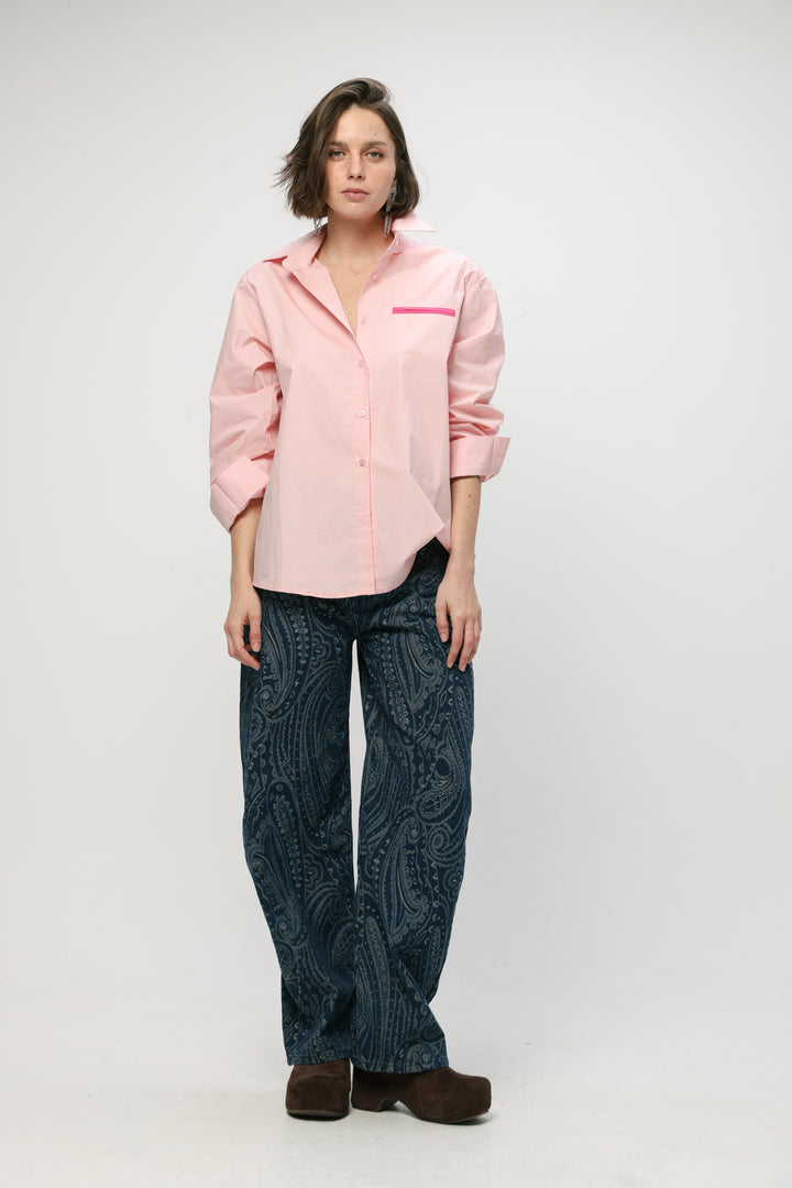 Accent Pocket Light Pink Buttoned Shirt