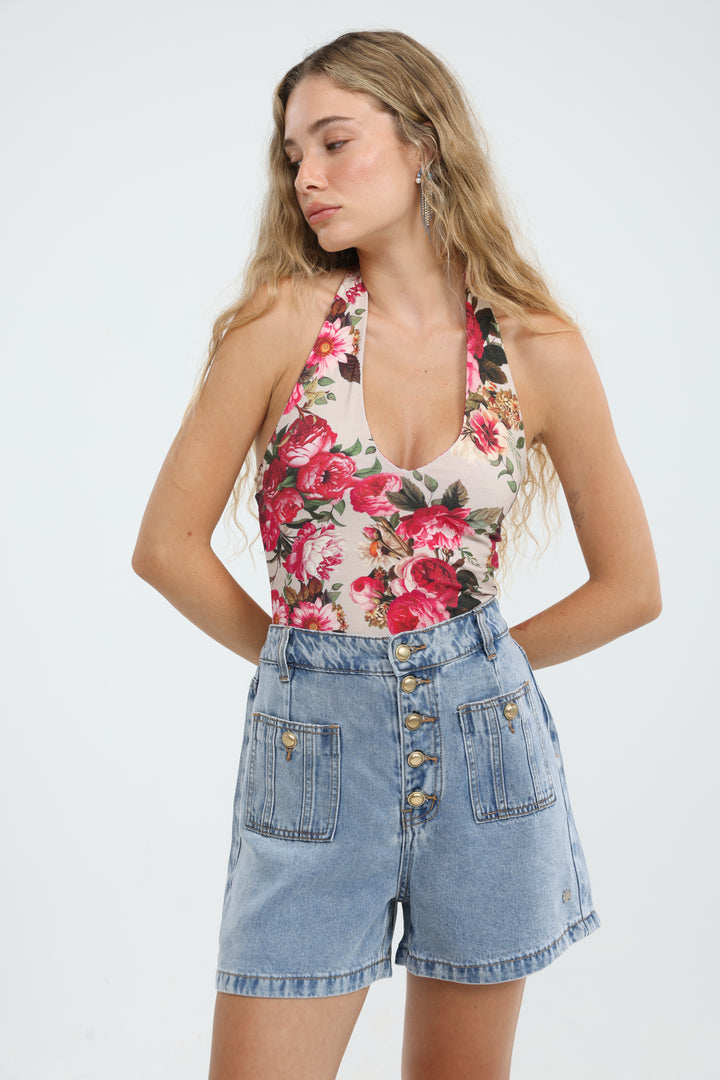 Note Pink Floral Bodysuit
