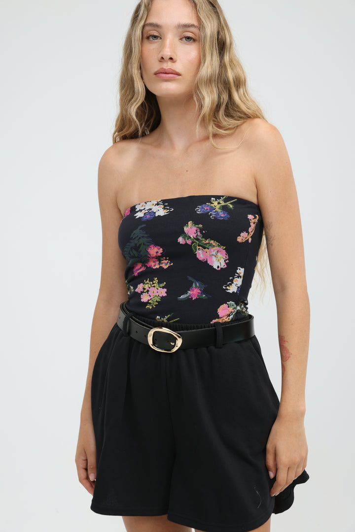 Astrup Blue Floral Strapless Top