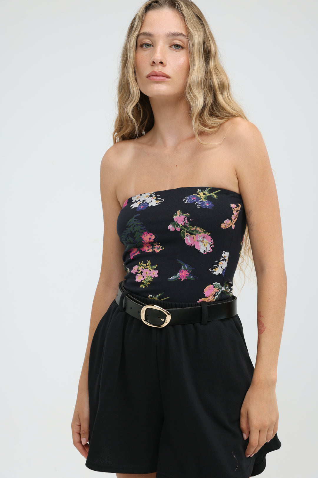 Astrup Blue Floral Strapless Top