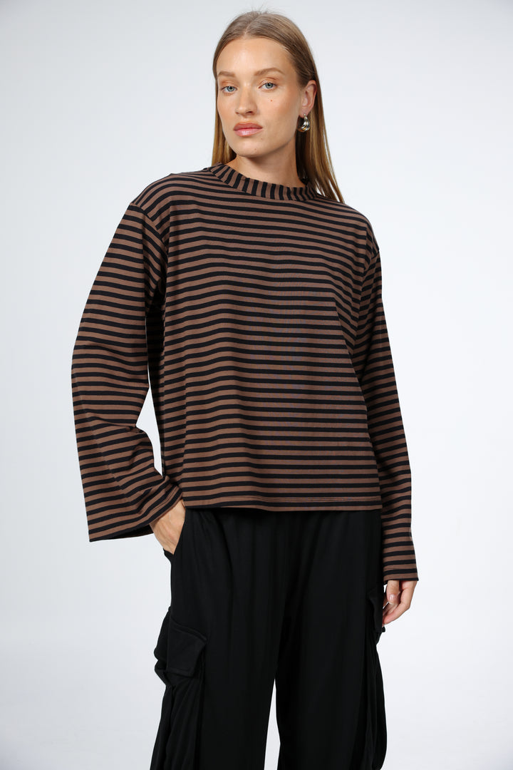 Boyfriend Brown Stripes Shirt