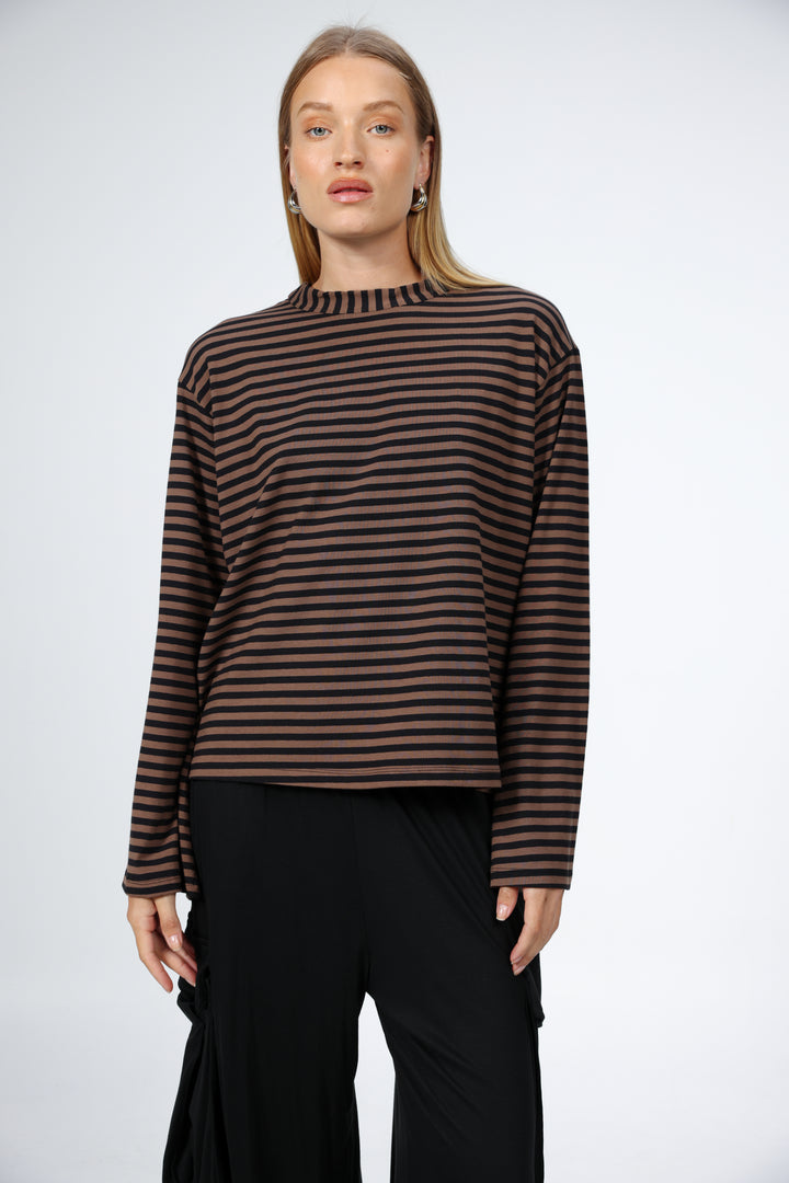 Boyfriend Brown Stripes Shirt