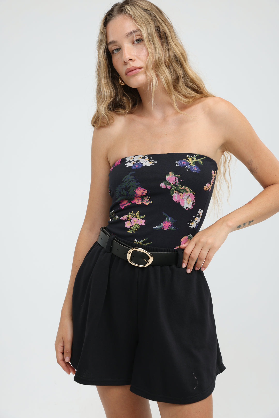 Astrup Blue Floral Strapless Top