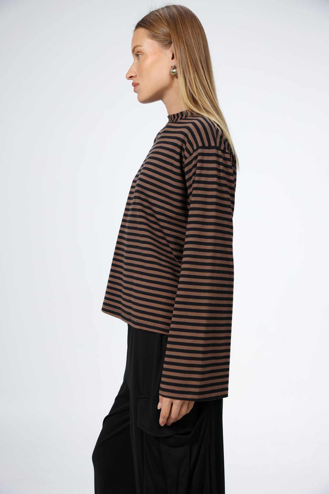 Boyfriend Brown Stripes Shirt