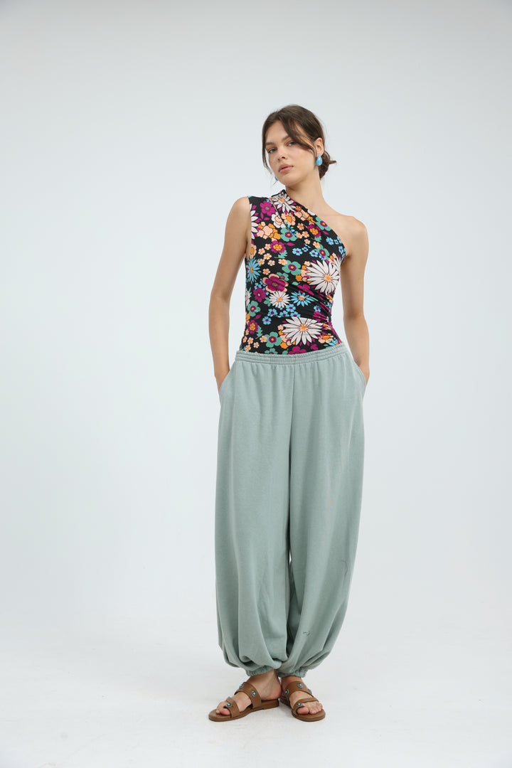 Fade Floral One Shoulder Top