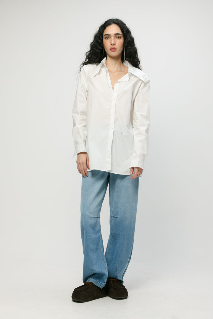 Padded White Buttoned Shirt